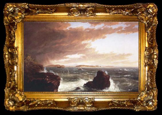 framed  Frederic E.Church View Across Frenchman s Bay from Mt.Desert Island,After a Squall, ta009-2
